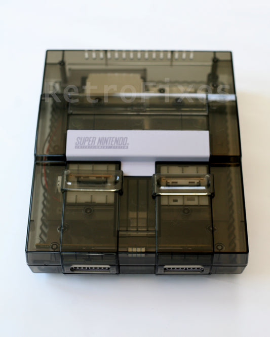 Custom SNES RGB Translucent Smoke Black Console SNES Translucent Shell Case (with smoke black buttons)